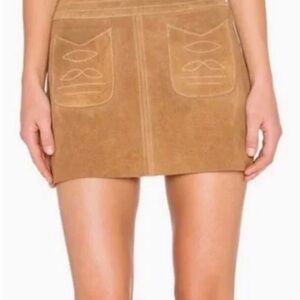 Free People Genuine Suede Mini Skirt in Tan (Brown EUC Size 6
